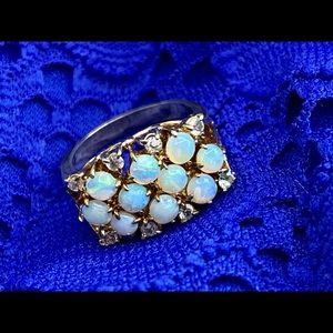 Gold filled ring with synthetic opals